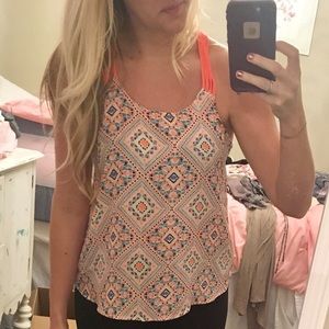 Bright colors detailed back tank top